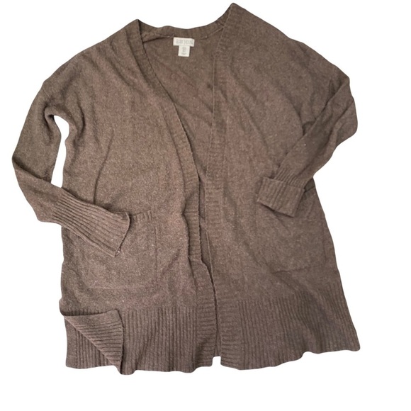 Ruby Moon Oversized Relaxed Open Front Brown Cardigan 2 Front Pockets As Is - Picture 2 of 7